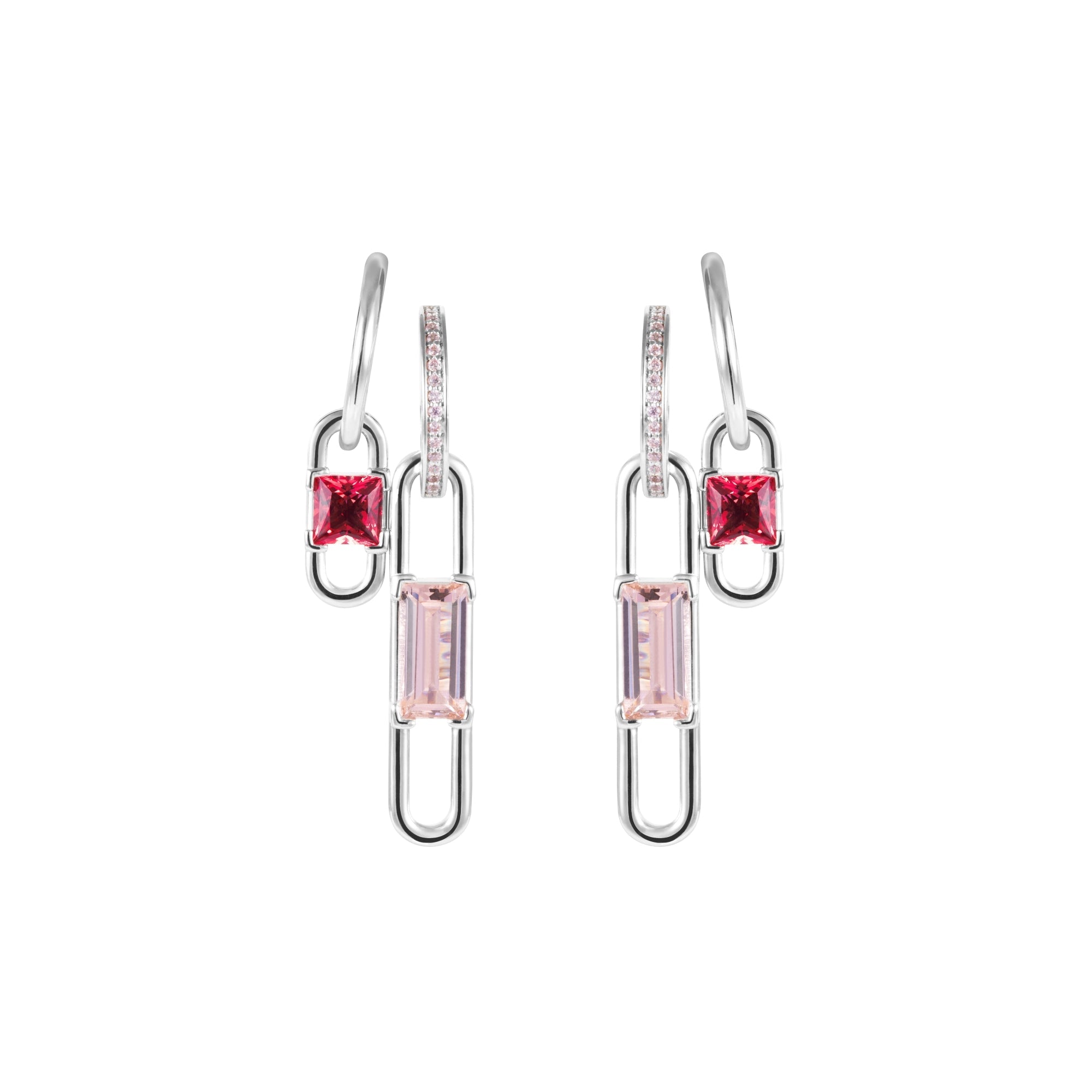 TOGGLE Convertible Double Hoop Earrings with Reversible Drop Charms