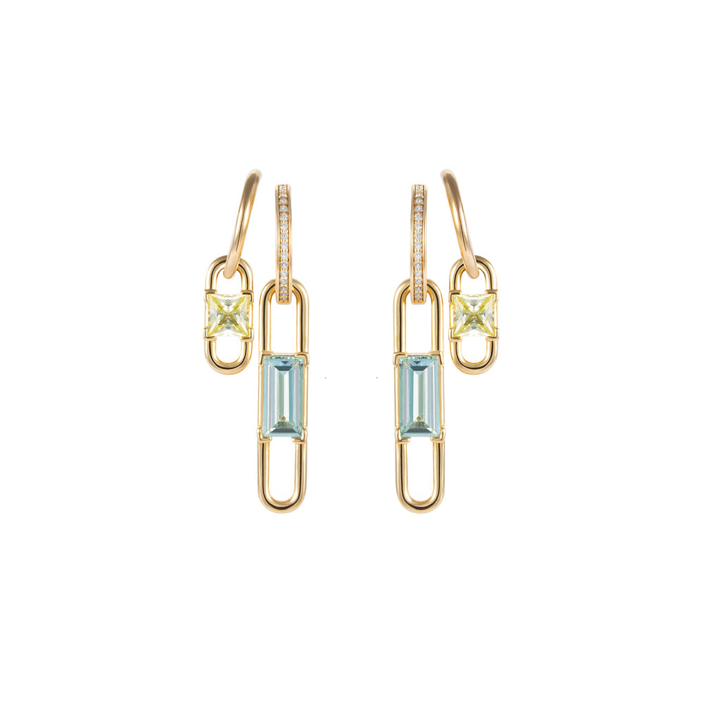 TOGGLE Convertible Double Hoop Earrings with Reversible Drop Charms