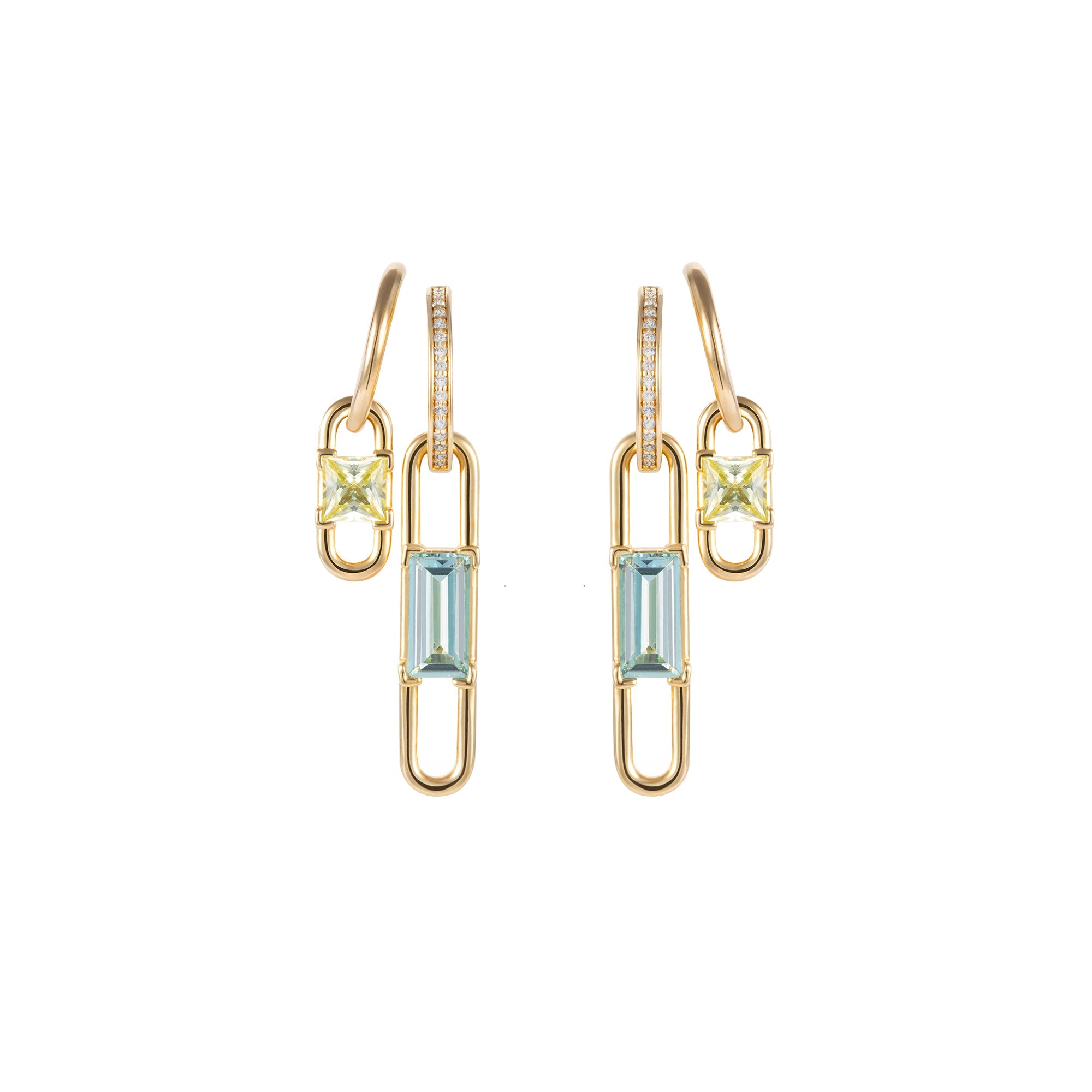 TOGGLE Convertible Double Hoop Earrings with Reversible Drop Charms