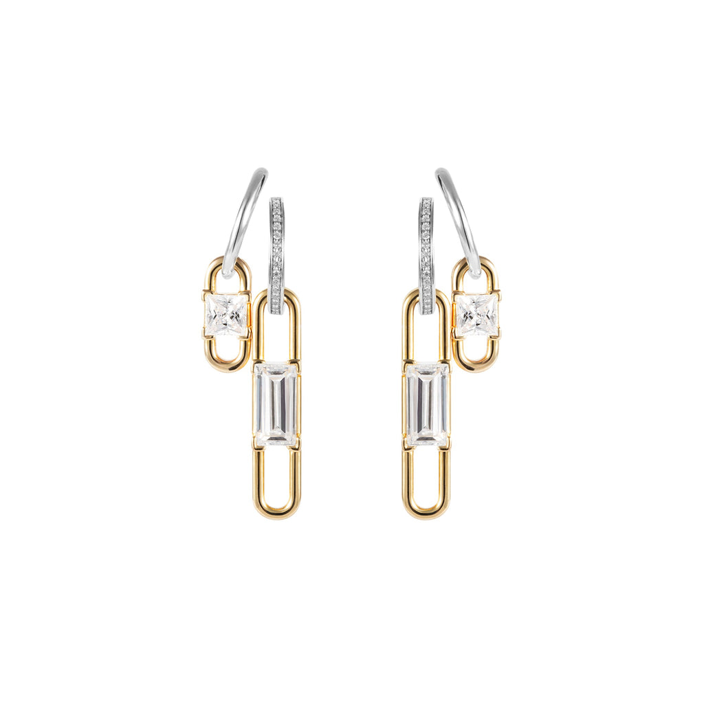 TOGGLE Convertible Double Hoop Earrings with Reversible Drop Charms