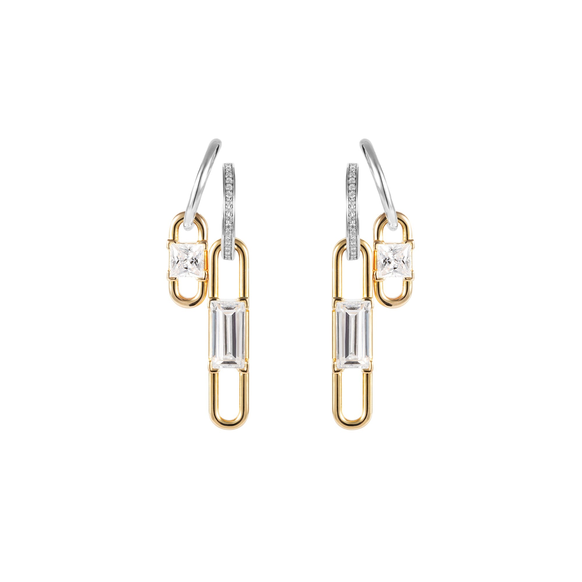 TOGGLE Convertible Double Hoop Earrings with Reversible Drop Charms