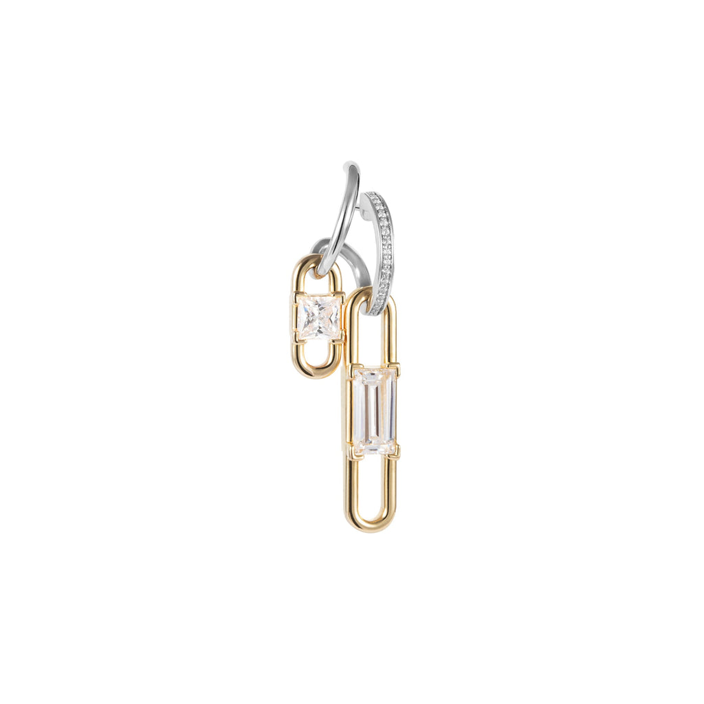 TOGGLE Convertible Double Hoop Earrings with Reversible Drop Charms