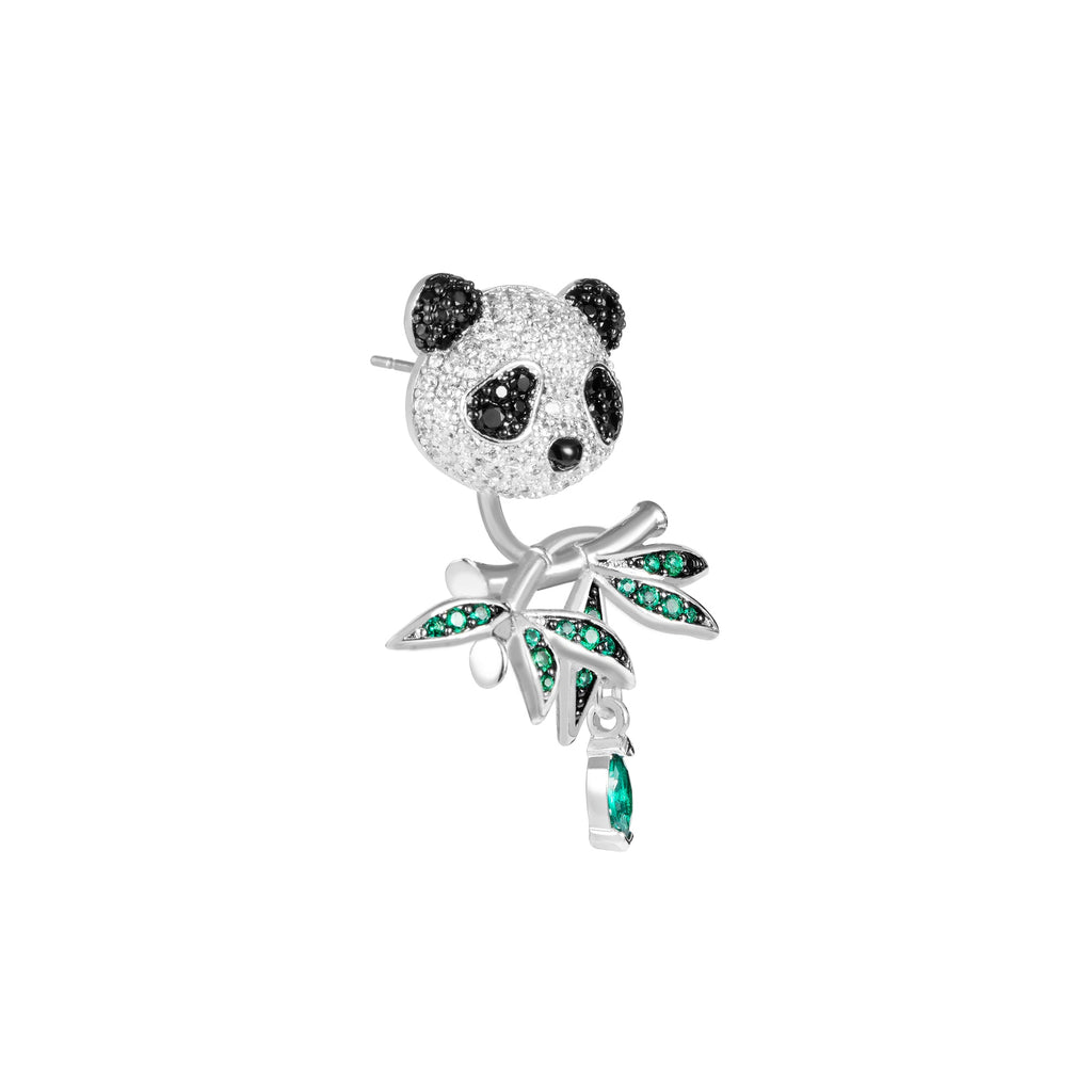 Puffy Panda Convertible Stud Earrings with Drop Charms