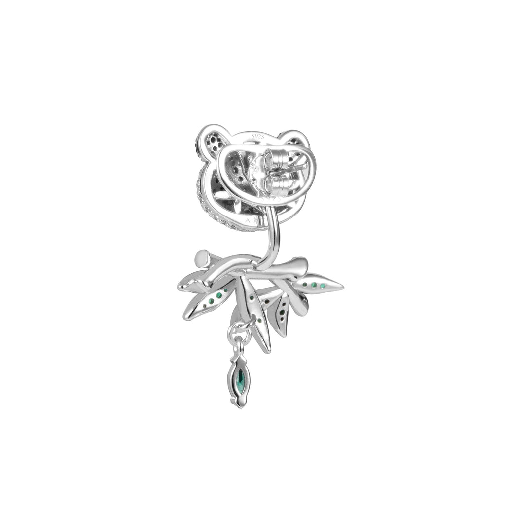 Puffy Panda Convertible Stud Earrings with Drop Charms