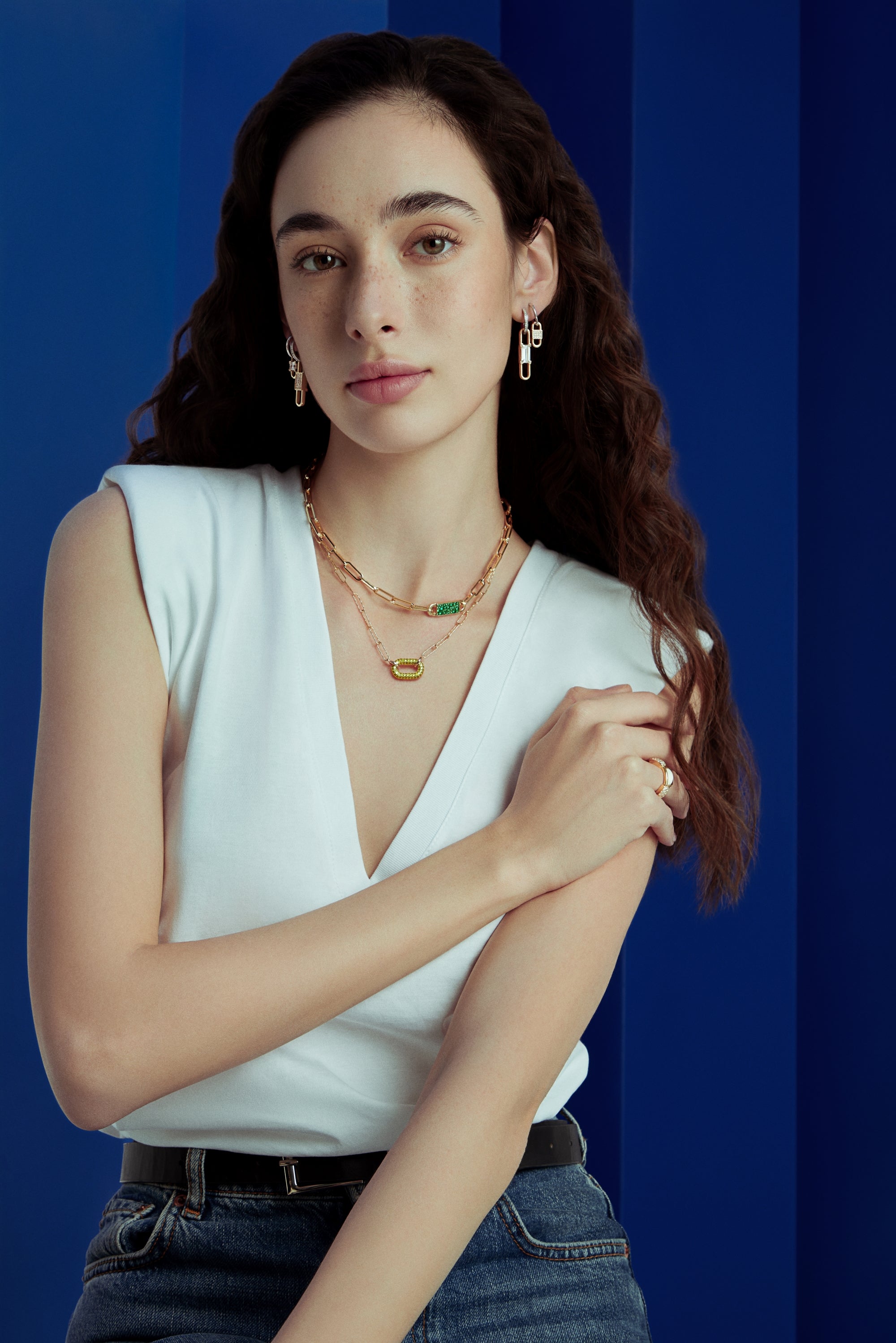 TOGGLE Convertible Double Hoop Earrings with Reversible Drop Charms