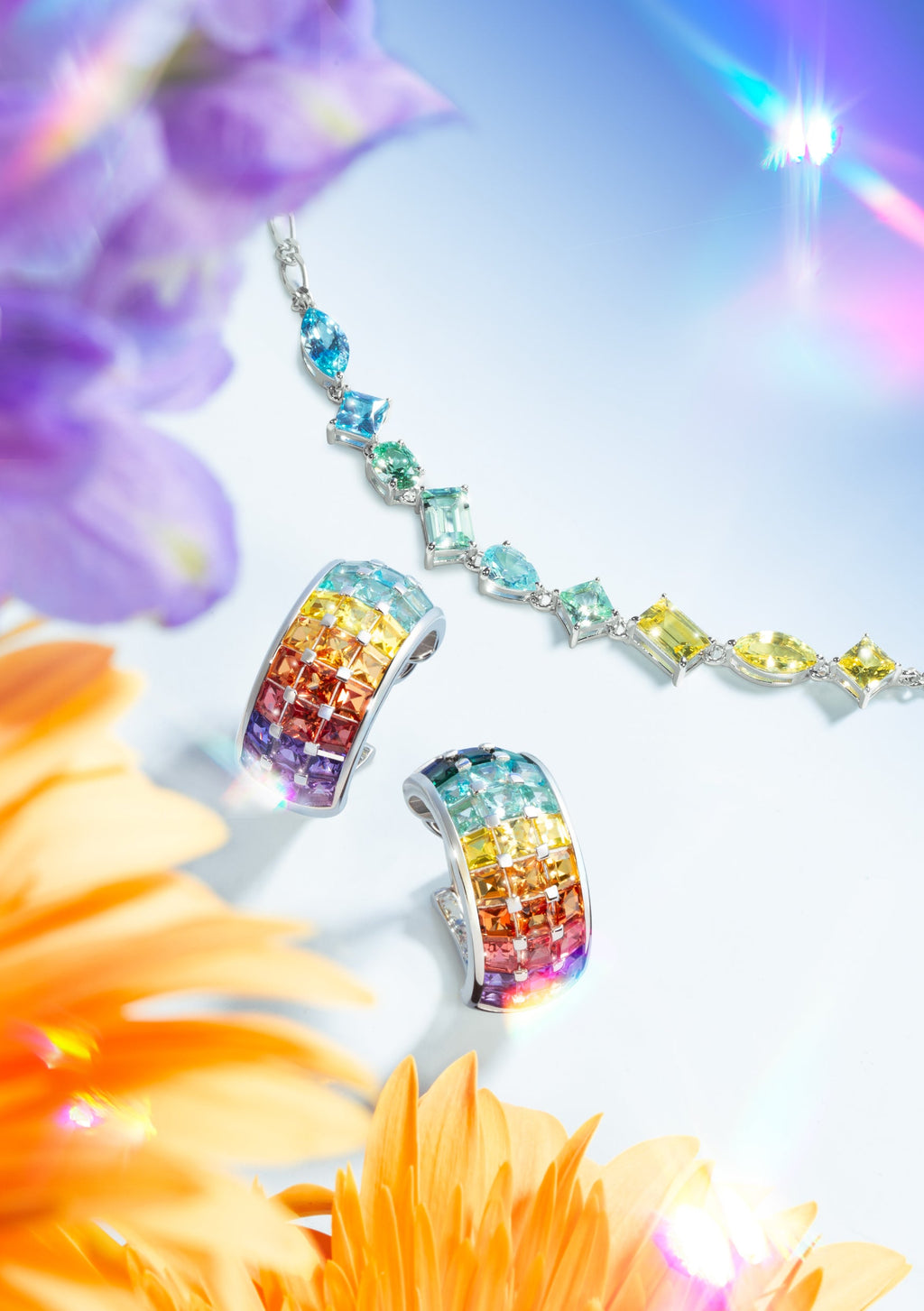 SunDaze Rainbow Dome Hoop Earrings